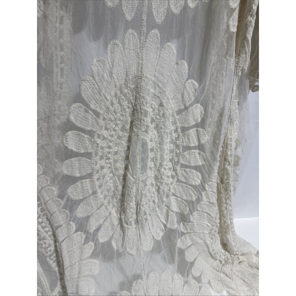 Rebellion Womens Cardigan Small Ivory Lace Duster Robe Beach Cover Y2K - Picture 4 of 9